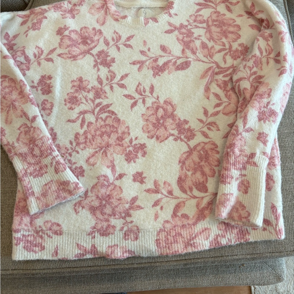 Joie Pink and Cream Floral Sweater